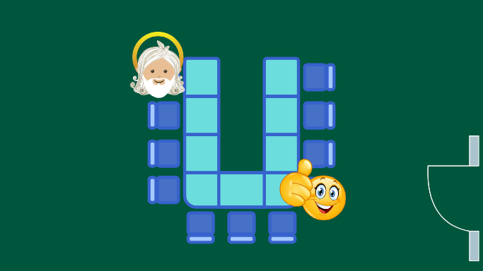 U字のテーブルの時の席次画像